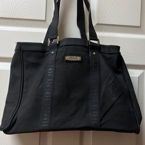 Versace Black Logo-Trim Tote